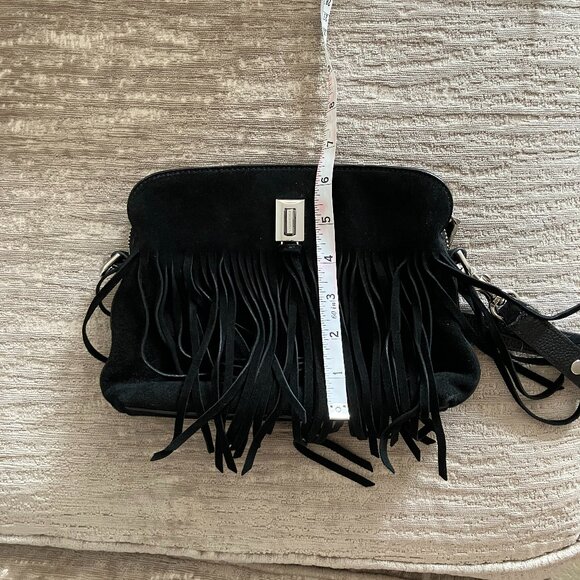 Rebecca Minkoff Darren black suede fringe crossbody bag, used like new - Picture 10 of 12